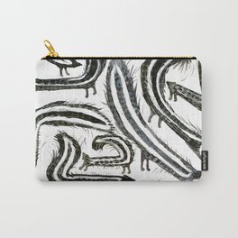 Wassup Skunk Carry-All Pouch | Ink, Other, Watercolor, Skunk, Black and White, Cubism, Painting, Pattern 