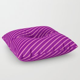 [ Thumbnail: Purple & Hot Pink Colored Stripes Pattern Floor Pillow ]