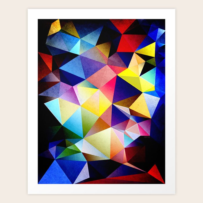 abstract triangles and texture art print by perkinsdesigns society6