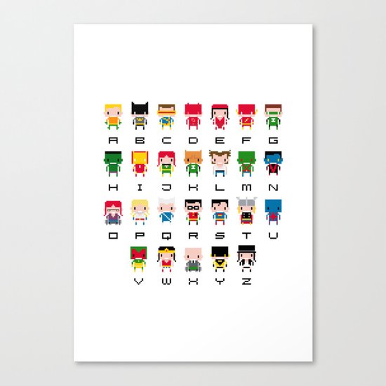 Superhero Alphabet Canvas Print