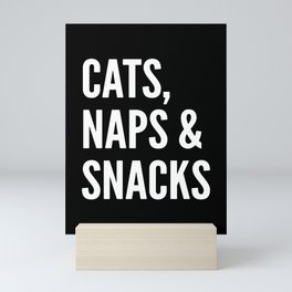 Cats, Naps & Snacks (Black) Mini Art Print