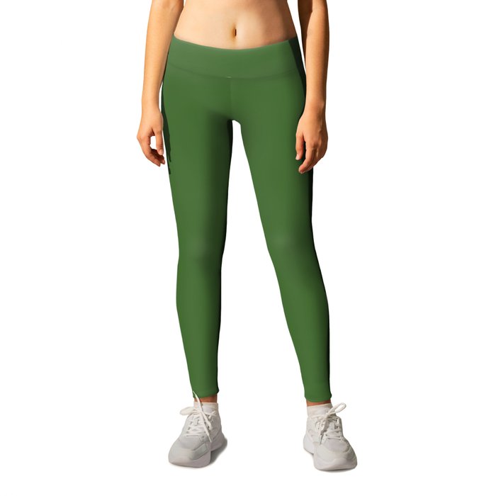 Dark Green Solid Color Pantone Treetop 18-0135 TCX Shades of Green Hues Leggings