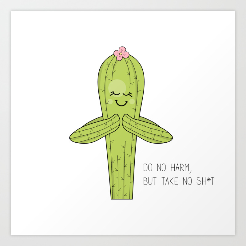 Cartoon happy cactus in namaste pose Art Print by SooperYela | Society6