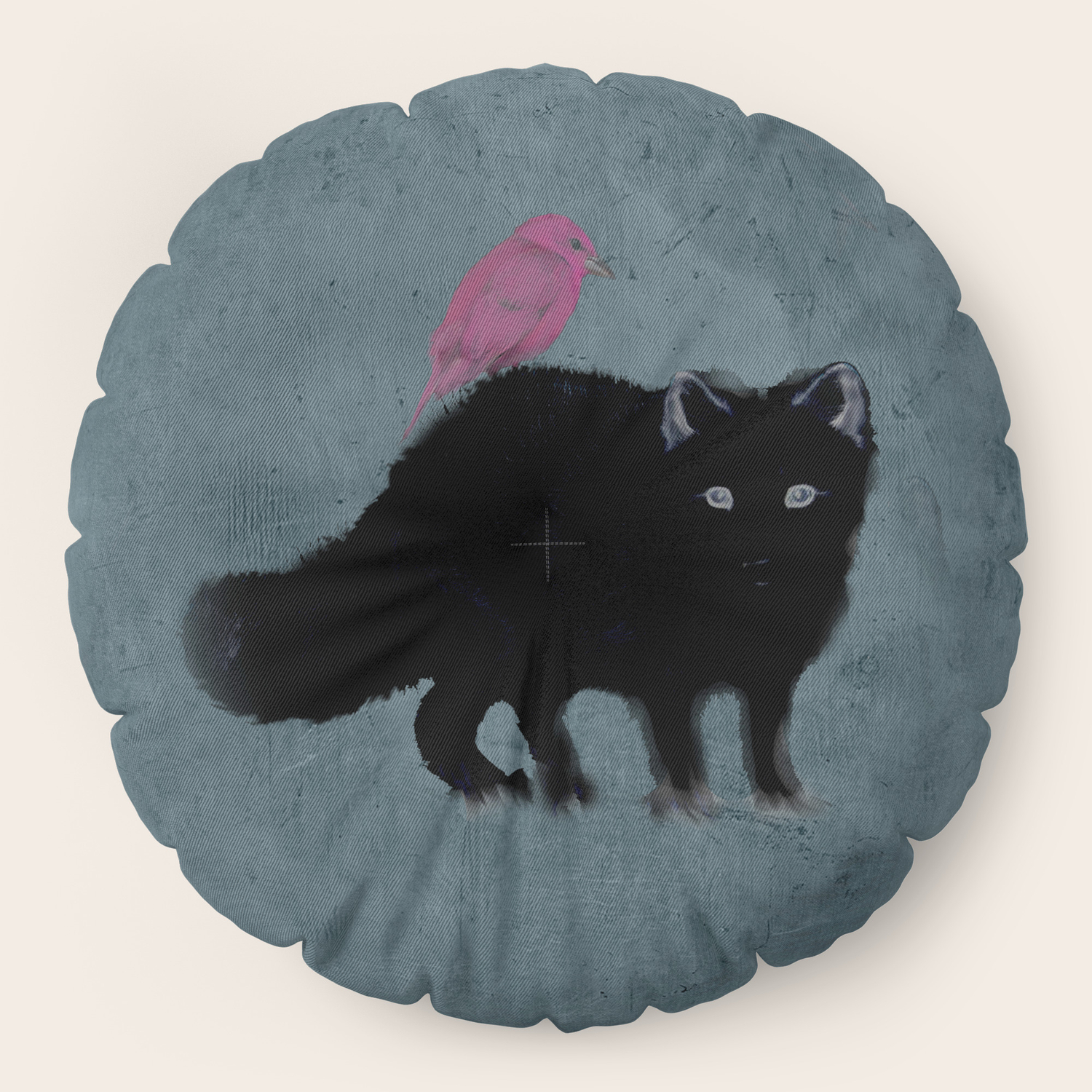 Cat And Bird Friends Floor Pillow By Gwenolademuralt Society6