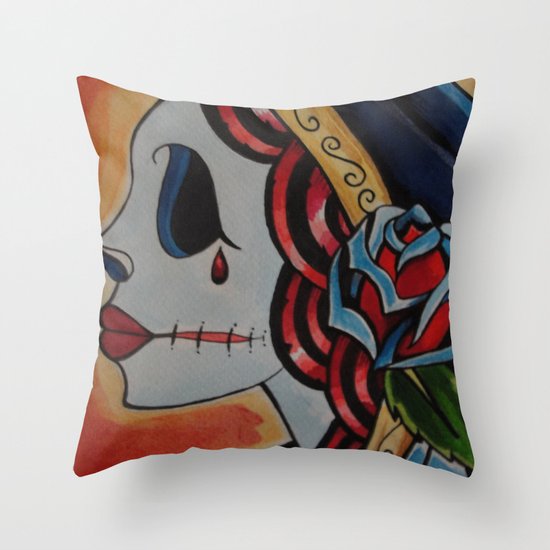 Fiery Deadhead Throw Pillow