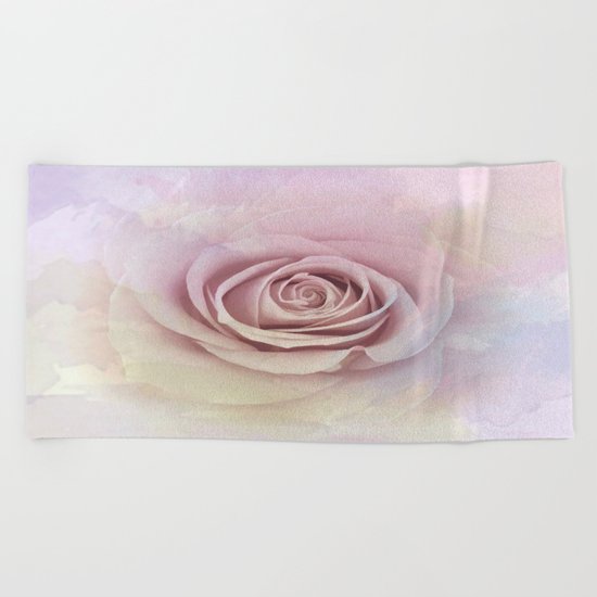 Forever My Love Pink Rose Abstract Beach Towel