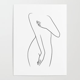 Minimal woman body line drawing Poster