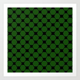 Green hexagon geometric retro pattern Art Print