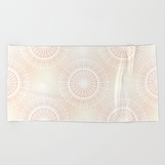 Beige Gold Glittering Mandala Beach Towel