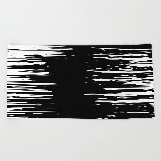 Splash White on Black Beach Towel