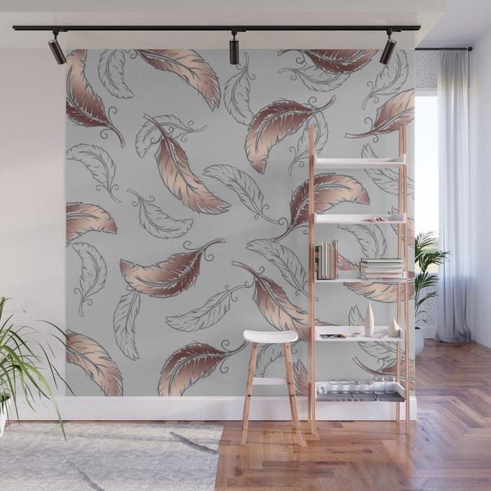 Glossy Feathers Wall Mural