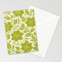 Boho Floral Pattern Turquoise Olive Green Stationery Card