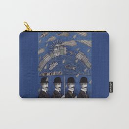 Four Men Waiting Carry-All Pouch | Fish, Collage, People, Illustration, Rain, Hand Drawn, Umbrella, City, Sun, Vintage 