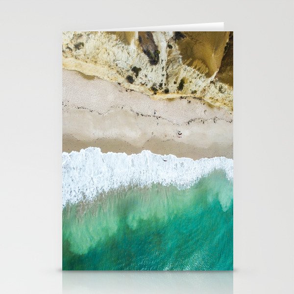 Beach Drone Photograph - Coastal shades of cream, sand, turmeric and turquoise Stationery Cards