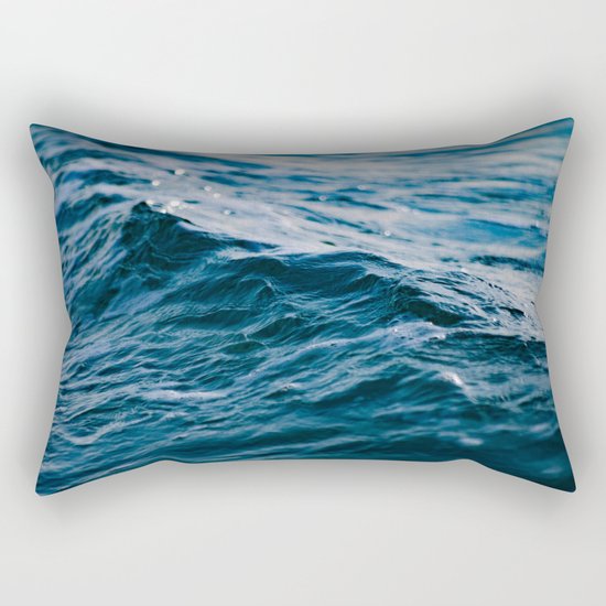 Blue Ocean Waves Rectangular Pillow