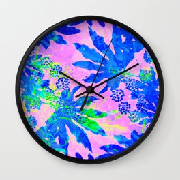 Tropical Adventure - Neon Blue, Pink and Green #tropical #homedecor Wall Clock