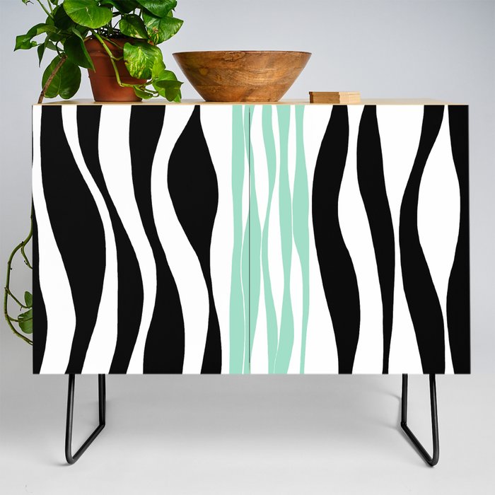 Ebb and Flow - Mint Green, White and Black Credenza