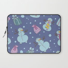 Snowman with a gift Laptop Sleeve