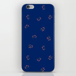Branches With Red Berries Seamless Pattern on Blue Background iPhone Skin