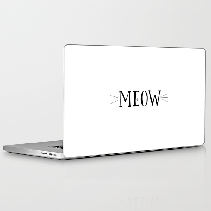 Meow Sign Meow Prints Cats Lover Gift Meow Decal Cat Bed Decor Funny Print Crazy Cat Lady Puppy Par Laptop Ipad Skin By Alextypography