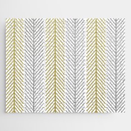 Chevron Arrows Gold Silver Jigsaw Puzzle