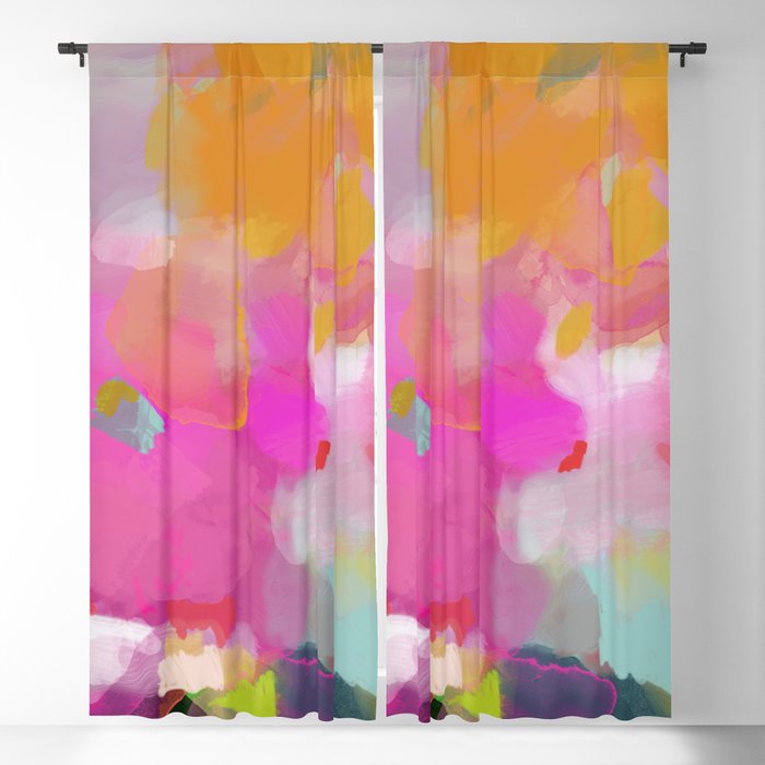 pink sun clouds abstract Blackout Curtain