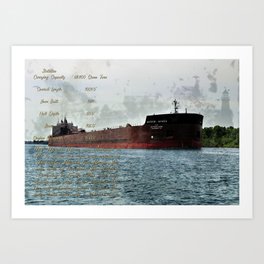 Mesabi Miner freighter and Stats Art Print