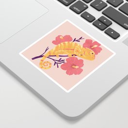 Summer Island Chameleon Illustration Sticker