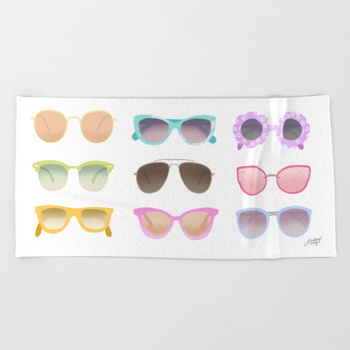Colorful Sunglasses Beach Towel