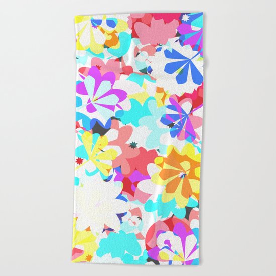 Joyful floral garden Beach Towel