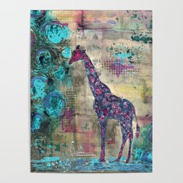 Majestic Series: Giraffe having a berry Poster