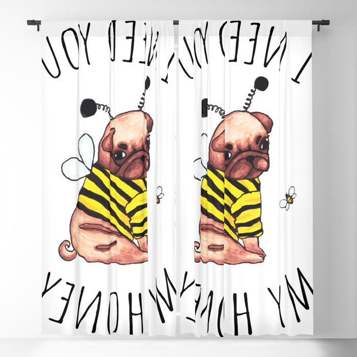 Lettering Honey Loving Character Colored Pencil Blackout Curtain