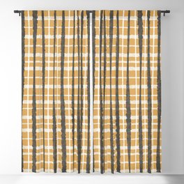 Hygge Striped Plaid Charcoal Mustard Gold Pattern  Blackout Curtain