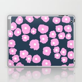 Abstract Poppies Navy and Pink Laptop Skin
