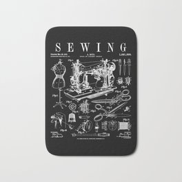 Sewing Machine Quilting Quilter Crafter Vintage Patent Print Bath Mat | Uspatent, Scissors, Sewinglover, Quilting, Dressmaker, Tailor, Drawing, Patentart, Crochet, Knitter 