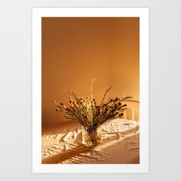 Minimal autumn fall bouquet of branches in the light, peach color - photography  Art Print