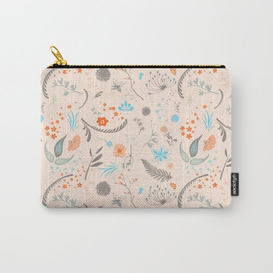 Floral Pattern with Flowers and Leaves Carry-All Pouch
