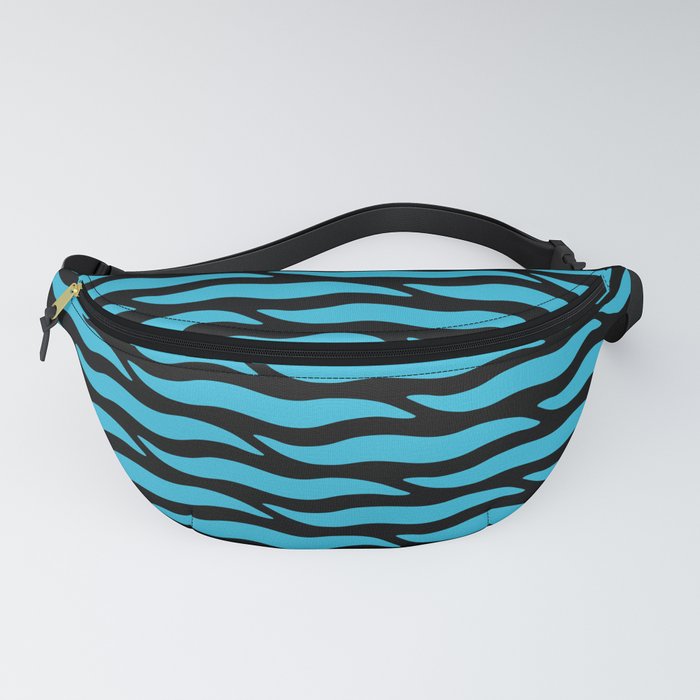 Tiger Wild Animal Print Pattern 331 Black and Blue Fanny Pack
