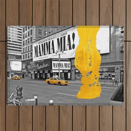 NYC Yellow Cabs - Musical I - Brush Stroke Outdoor Rug