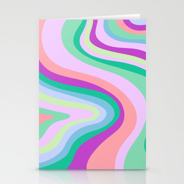 Retro Rainbow Tree Rings - purple teal Stationery Cards