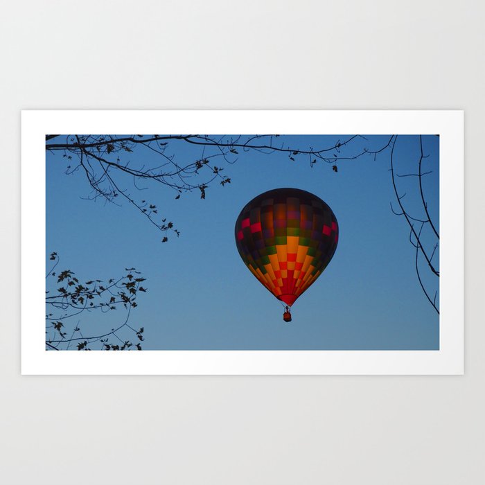 Hot Air Balloon in Evening Sky Art Print