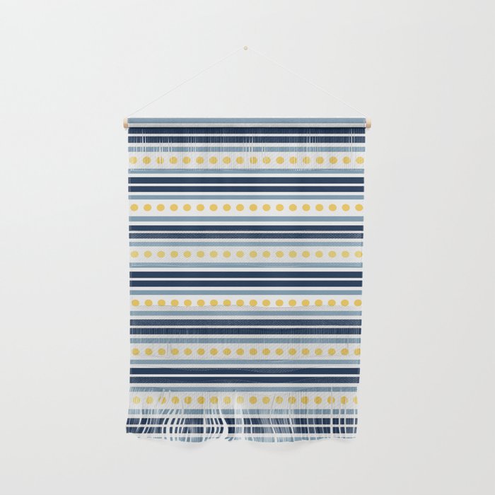 Blue stripes and yellow dots Wall Hanging