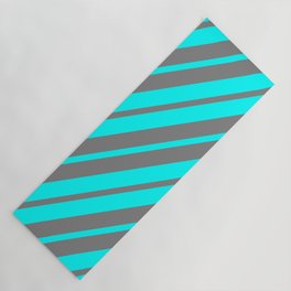 [ Thumbnail: Cyan & Gray Colored Lines/Stripes Pattern Yoga Mat ]