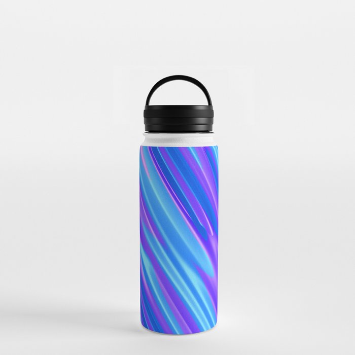 Purple Blue diagonal lines Water Bottle