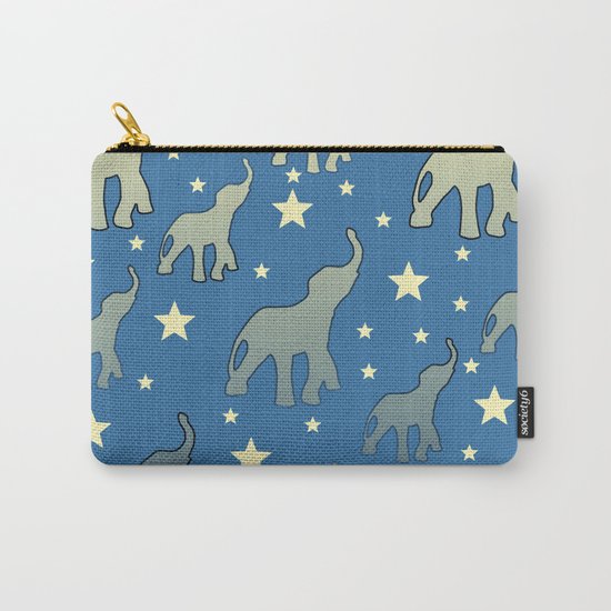 Blue Elephants Stars Pattern Carry-All Pouch