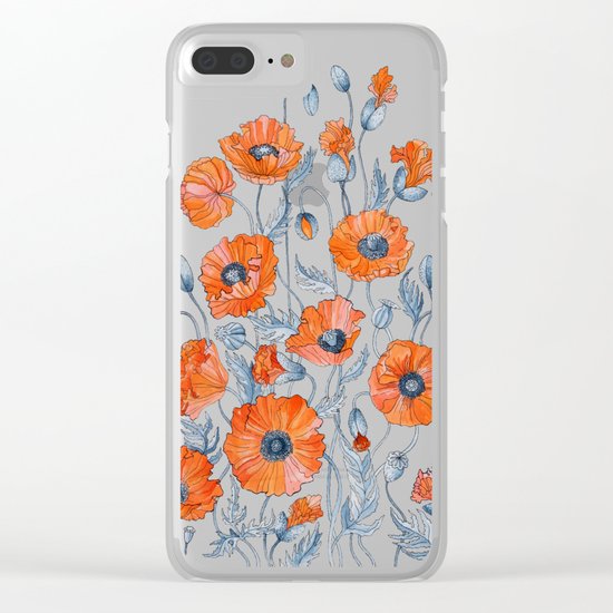 Poppies botanical art Clear iPhone Case