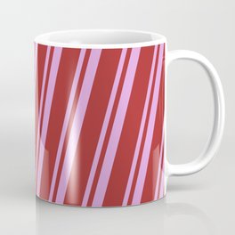 [ Thumbnail: Plum & Brown Colored Striped/Lined Pattern Coffee Mug ]