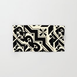talavera mexican tile in black and white Hand & Bath Towel