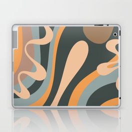 Dopamine Please - Trippy Retro Psychedelic Abstract Pattern in Muted Blue Orange Taupe Laptop Skin