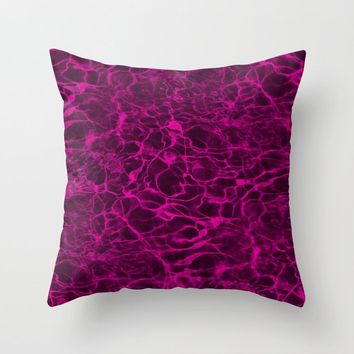 Hot Neon Pink Magic Fire Water Throw Pillow